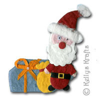 Christmas Mulberry Card Topper, Santa with Present