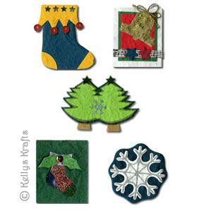 Set of 5 Handmade Card Toppers - Christmas