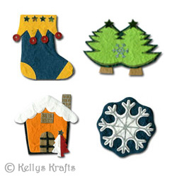 Set of 4 Handmade Card Toppers - Christmas