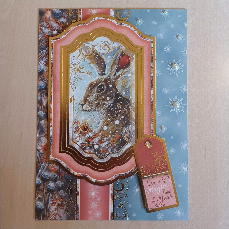 Handmade Papercraft Card Topper - Meadow Hares, It's A Magical Time