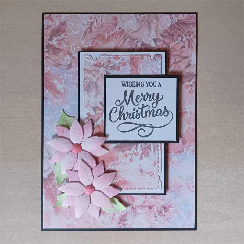 (image for) Handmade Papercraft Card Topper - Merry Christmas, Poinsettia